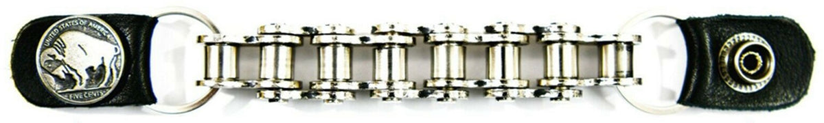 Buffalo Head HD vest extender for biker MC chains, 6-inch snap-on vest extension by Buffalo Leather Gear.