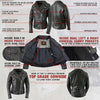 First MFG FATALE women's vegan leather jacket displayed on a hanger, showcasing its sleek black design and modern style.