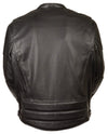 Milwaukee Leather men's vented black leather scooter jacket with kidney padding, featuring a stylish design and protective features.