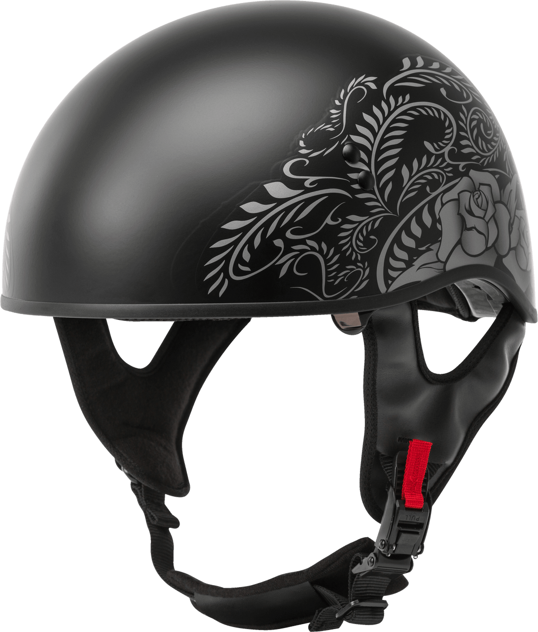 GMax 72-5447 HH-65 'Rose' Half Helmet Naked Matte Black/Silver SM - HighwayLeather