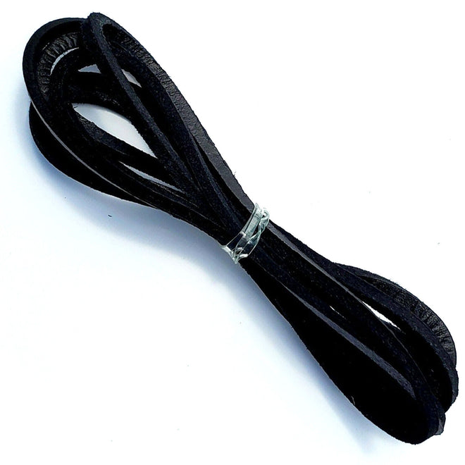 Black leather lace by Buffalo Leather Gear, 64 inches long, genuine leather strip cord for braiding and lacing projects.