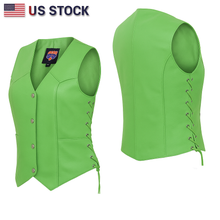 HL14501 lightGreen Women motorcycle  LIGHT GREEN Leather Vest Biker Club Conceal Carry - HighwayLeather