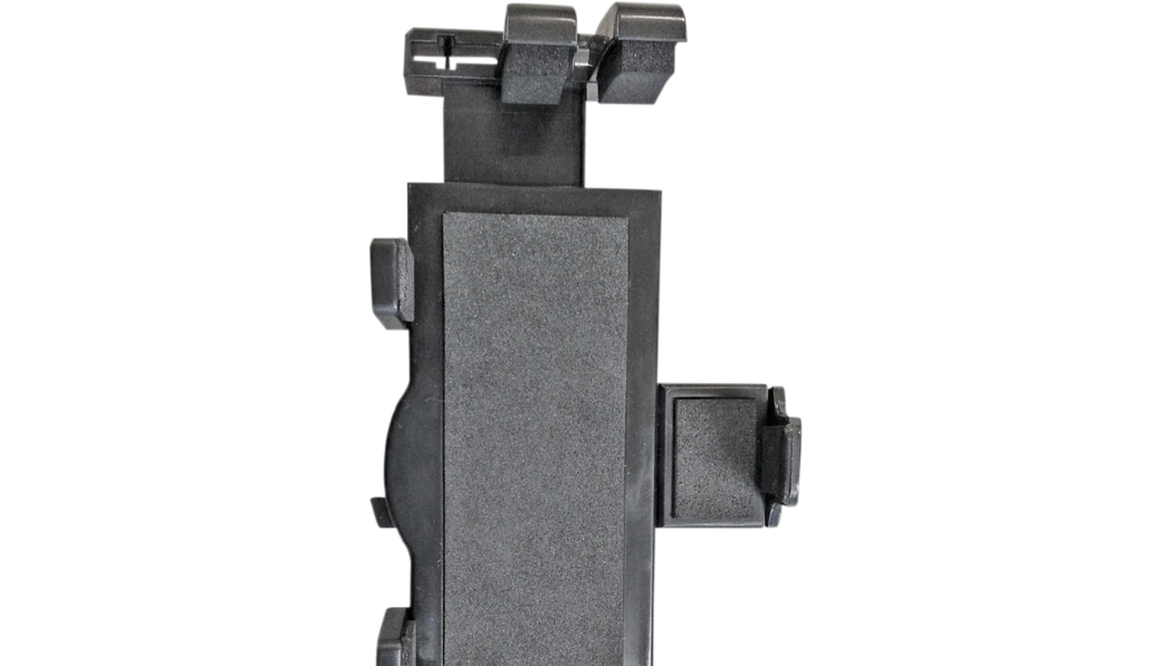 Drag Specialties DH110 cup and phone holder mount securely attached to motorcycle handlebar, holds phone and drinks comfortably.