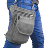 HL80191Gray Thigh Bag made of Leather used as a drop leg bag - HighwayLeather