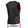 HL14859HOTPINKEYELET WOMEN SIDE LACE VEST  M/O BUFFALO LEATHER BLK - HighwayLeather