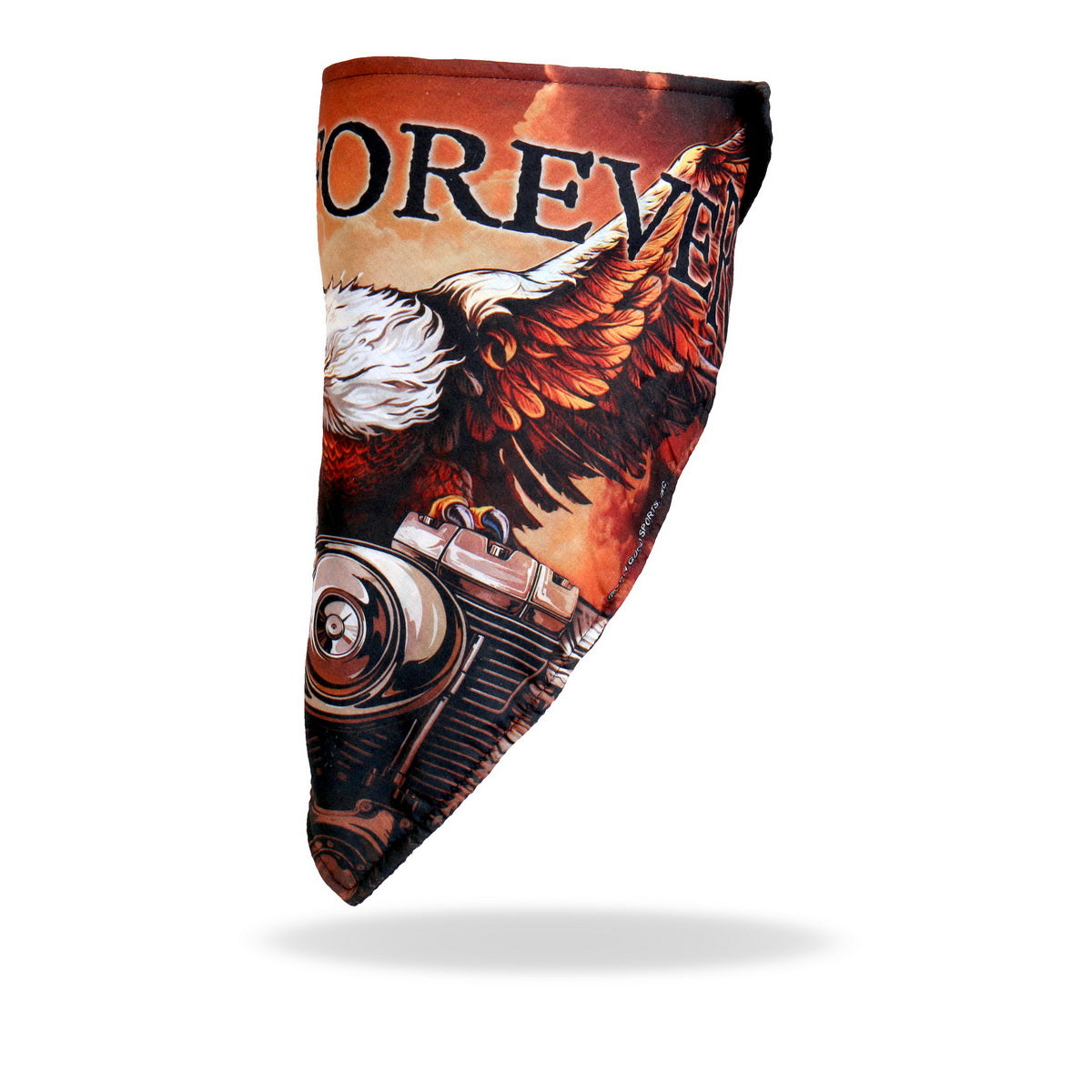 Hot Leathers Storm Cloud Eagle face and neck warmer, soft safety wrap with eagle face design for cold weather protection.