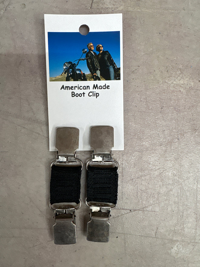 Pair of Chain Reaction boot clips with sturdy metal design, securely attaching to footwear for added style or functionality.