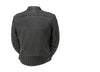 Men's motorcycle leather jacket by FIRST MFG, black top performer men's jacket with zippered front and shoulder details.