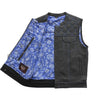 BLUE FIM693-QLT | Downside - Men's Club Style Leather Vest - Black/Blue - HighwayLeather