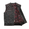 RED FIM693-QLT | Downside - Men's Club Style Leather Vest - Black/Red - HighwayLeather