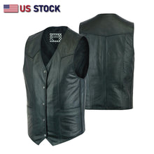 Men's Classic Snap Front with Ammo pockets Biker Leather Vest - HighwayLeather