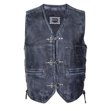 GRAY HL11650GRAY Heavy Metal Rocker Braid Waistcoat Motorcycle Vest Buckle - HighwayLeather