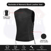 Black women's leather motorcycle vest with side lace details and front zipper by Buffalo Leather Gear.