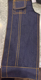 HL21687BLUEGOLD  Contrast Golden Thread with Original Blue Color Denim - HighwayLeather