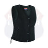 HL21851 Women’s Denim Motorcycle Side Lace Club Vest with 2 Inside Ammo Pocket - HighwayLeather