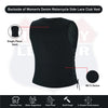 Buffalo Leather Gear women's denim motorcycle vest with side lace details and two inside ammo pockets, casual and edgy style.