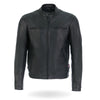 Men's Hot Leathers USA made premium leather motorcycle biker jacket with racer style, featuring classic design details.