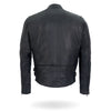 Men's Hot Leathers USA made premium leather motorcycle biker racer jacket, front view showing classic design and high-quality craftsmanship.