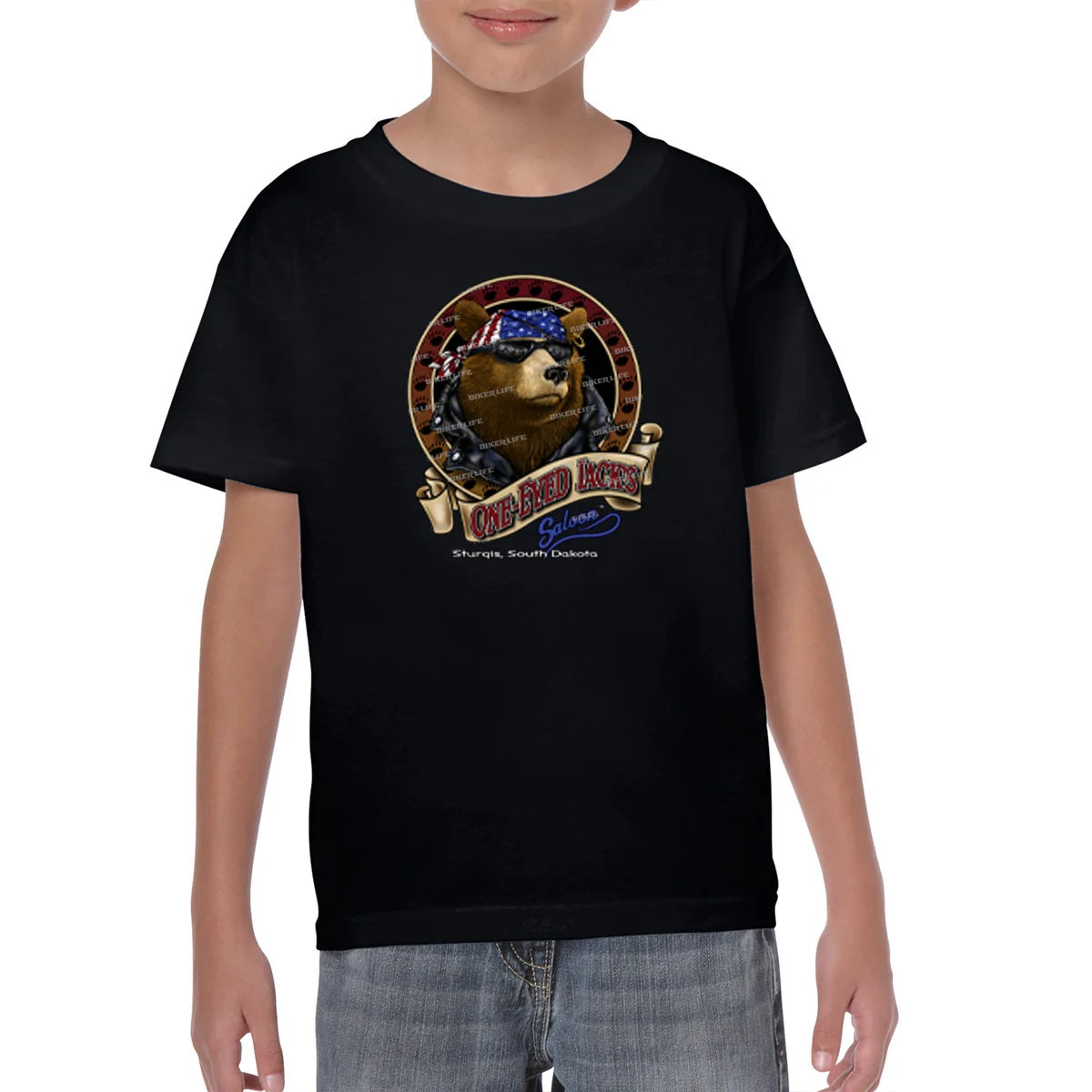 Kids short sleeve T-shirt from Biker Clothing Company with event-dated design, featuring vibrant graphic print on the front.