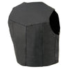 Kids black leather vest with three snap closures, classic biker style from Milwaukee Leather, designed for children.