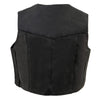 Kids black leather vest with three snap closures, classic style, by Milwaukee Leather, designed for children.