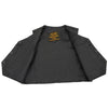 Inside view of Milwaukee Leather kids' black classic leather vest with three snap closures, designed for children’s clothing.