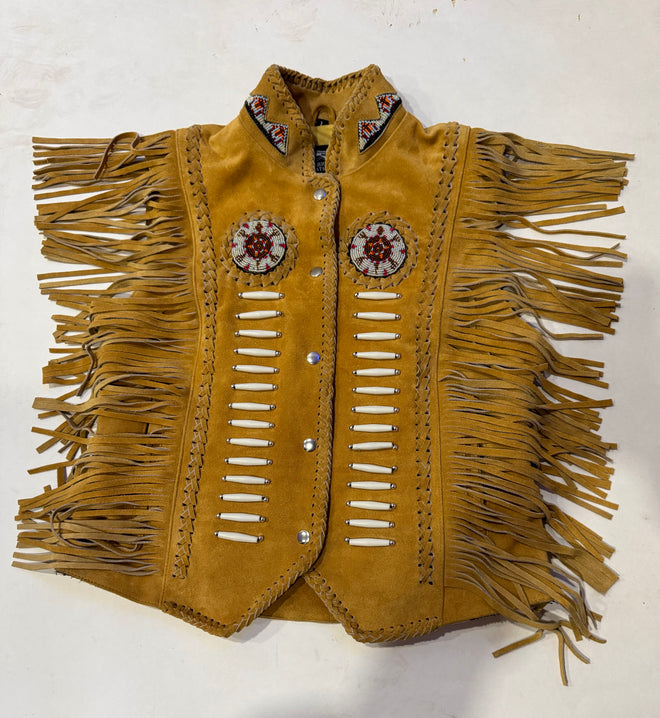 Brown ladies western suede leather vest from Buffalo Leather Gear, featuring classic design and detailed stitching.