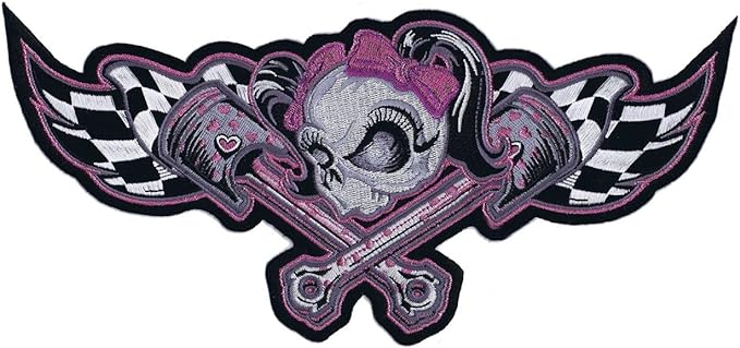 GIRL SKULL RACE FLAG-LT30127 : 5X12.5IN - HighwayLeather