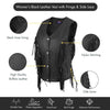 HL14858FRINGE WOMEN SIDE LACE VEST M/O BUFFALO LEATHER BLACK