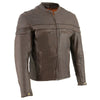 Milwaukee Leather men's brown Savage sporty crossover leather jacket with rugged design and classic style.