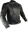 Buffalo Leather Gear men's black Frenzy armored leather motorcycle jacket with protective armor and stylish design.