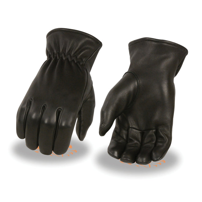 Milwaukee Leather men's black deerskin leather gloves with thermal lining and cinch wrist for warmth and comfort.