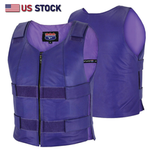 Women’s Passionate Purple Tactical Style Leather Motorcycle Club Vest | HL14945Purple