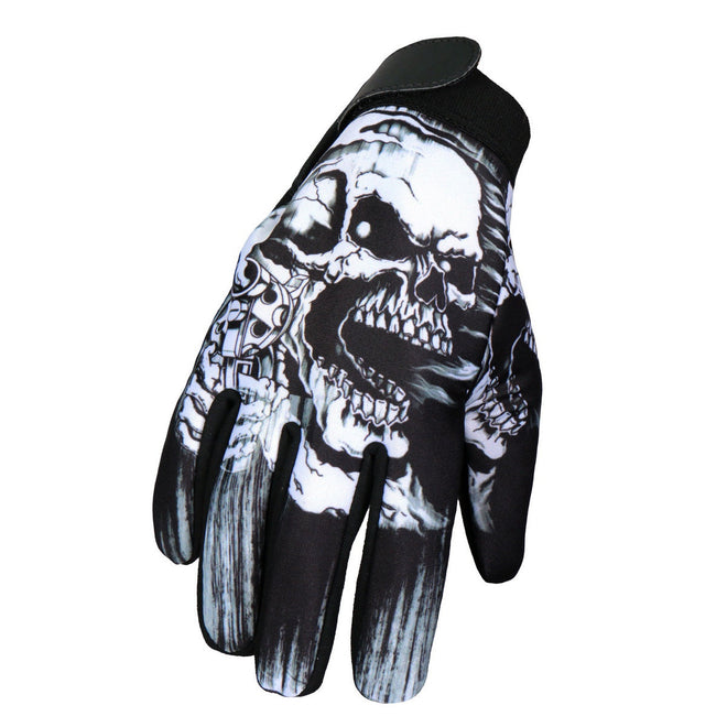 Black Assassin men's textile mechanic gloves by Hot Leathers, showing close-up of durable fabric and secure wrist cuffs.
