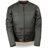 Milwaukee Leather men's assault style black leather and textile motorcycle jacket, featuring a sleek design and protective features