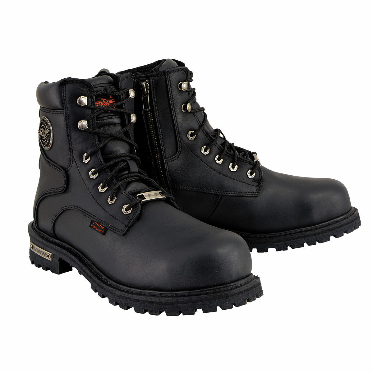 Milwaukee Leather MBM9097WPST Men's Black 'Wide-Width' 6-inch Logger Steel  Toe Water Proof Leather Boots