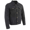 Milwaukee Leather men's black denim jacket with classic style, featuring a tailored fit and traditional jean jacket design.