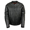 Milwaukee Leather men's black side stretch vented leather scooter jacket, stylish and durable men's jacket with vented panels.