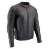 Milwaukee Leather men's black vented scooter leather jacket with side laces, featuring a stylish and durable design.