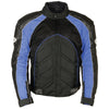 Milwaukee Leather men's black and blue armored motorcycle jacket with textile and leather panels, racer style, men's jacket.