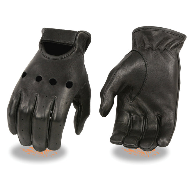 Milwaukee Leather men's black deerskin driving gloves, classic unlined design, suitable for driving and casual wear.