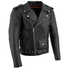 Milwaukee Leather men's black leather motorcycle jacket with side lace, thick Brando style biker jacket, rugged and stylish.