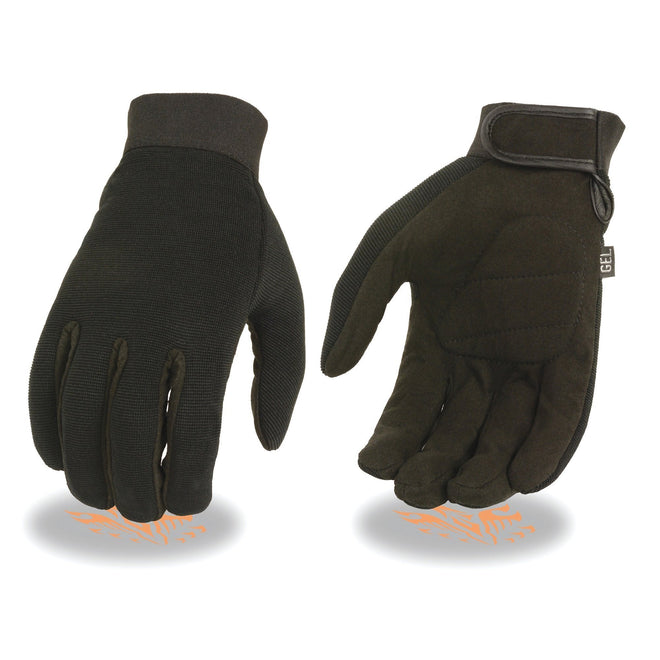 Milwaukee Leather men's black textile mechanics gloves with Amara bottom for enhanced grip and durability.