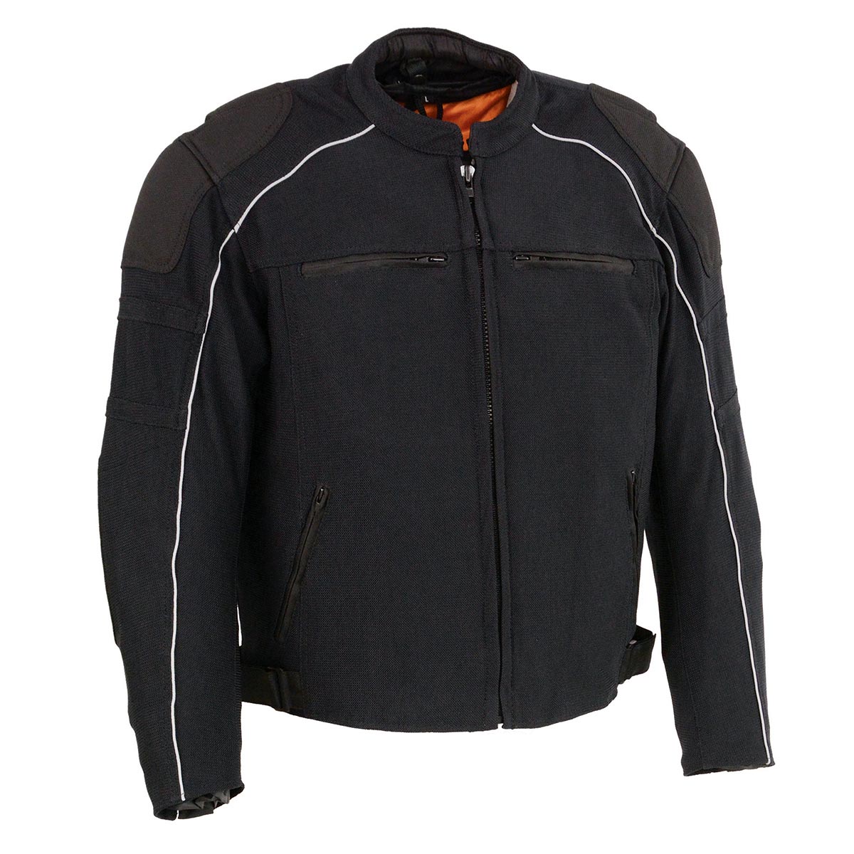 Milwaukee Leather men's black armored textile motorcycle jacket with removable liner, designed for all-season riding comfort.