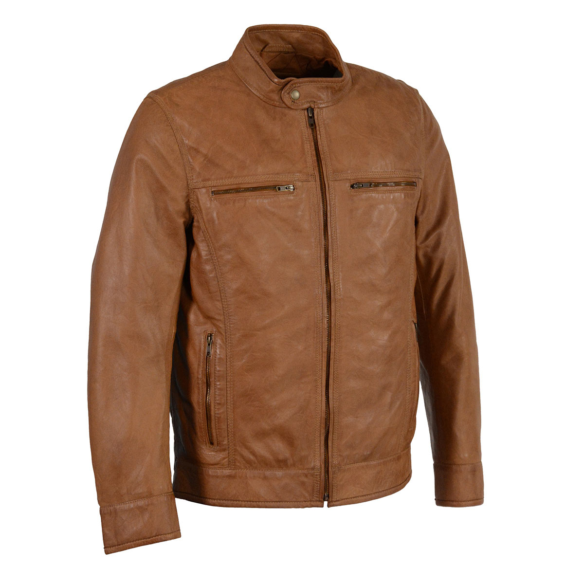 Milwaukee Leather men's saddle classic zipper front leather jacket, stylish men's jacket with detailed stitching and premium leather finish.