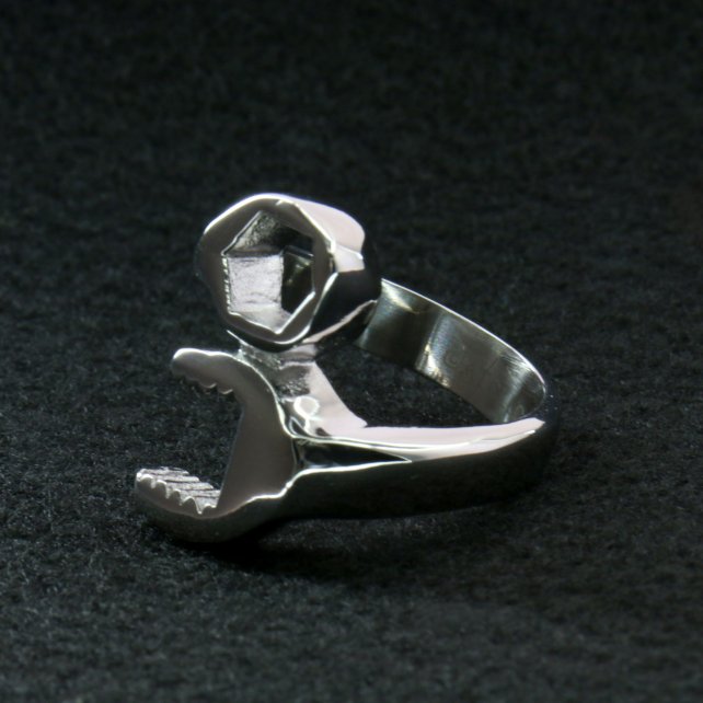 Men's Hot Leathers Wrench stainless steel ring, rugged accessory with a wrench design, ideal for motorcycle and fashion enthusiasts.