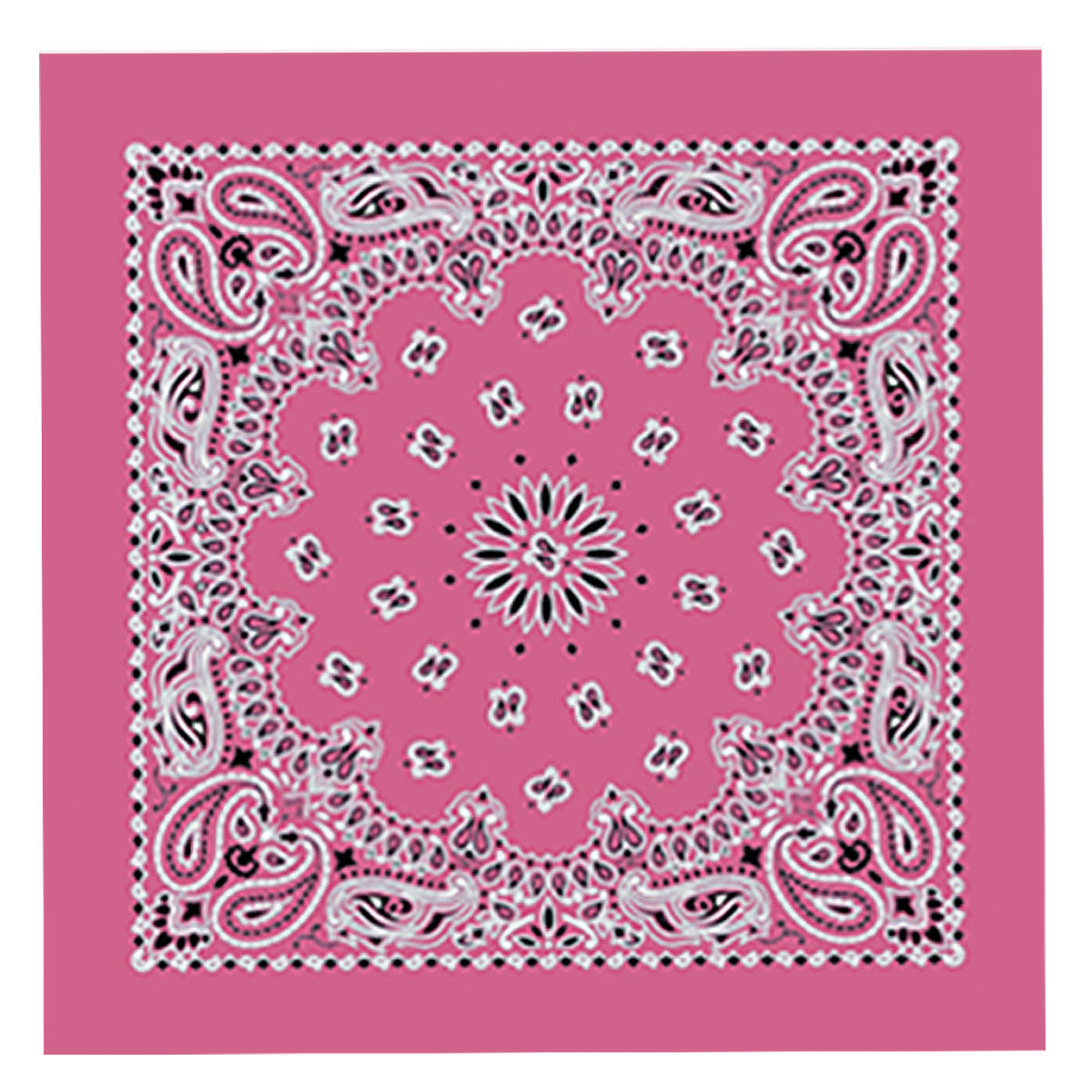 Pink Hot Leathers bandana with classic paisley design, featuring vibrant hot pink color and intricate paisley pattern.