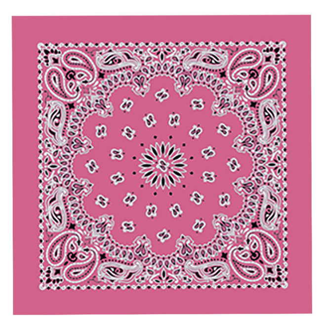 Pink Hot Leathers bandana with classic paisley design, featuring vibrant hot pink color and intricate paisley pattern.
