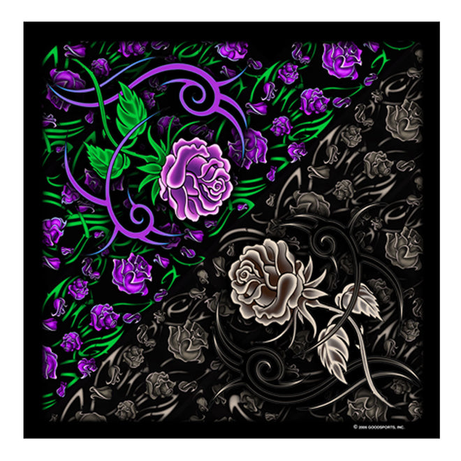 Hot Leathers Tribal Rose bandana featuring a vibrant rose and tribal pattern, made from soft fabric for stylish wear.