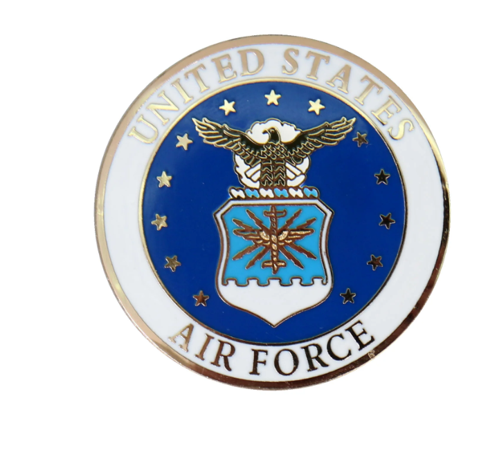 Hot Leathers US Air Force logo pin featuring the iconic Air Force emblem on a metal pin.